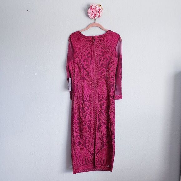 JS Collections Soutache Embroidered Midi Dress in Berry - Picture 4 of 11